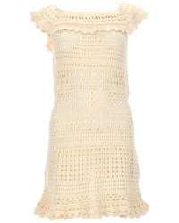 Isabel Marant - Crochet Knit Ruffle Trim Mini Dress - Lyst