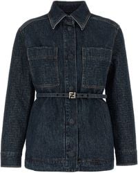 Fendi - 'Ff' Denim Jacket - Lyst