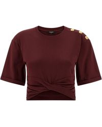 Balmain - Knotted Crop T-Shirt - Lyst