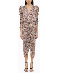 Isabel Marant - Multicoloured Silk Blend Midi Dress With Draping - Lyst