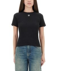 Tory Burch - Ribbed Top With Logo Patch - Lyst