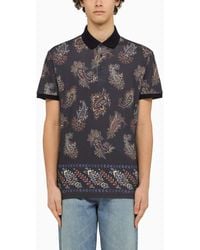 Etro - Black Short Sleeved Polo With Paisley Print - Lyst