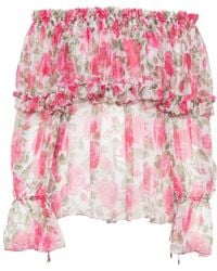 Chloé - Printed Silk Top - Lyst