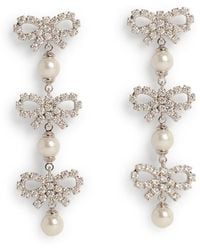 Self-Portrait - 'Micro Bow Pearl Tiered' Earrings - Lyst