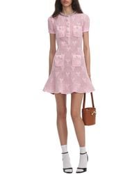 Self-Portrait - Self Portrait Crochet Bow Mini Dress With Crystal Trim - Lyst