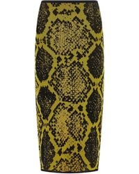 The Attico - Python Jacquard Skirt Gonne Giallo-Donna - Lyst