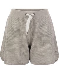 Brunello Cucinelli - Pantalones cortos de algodón neto espumoso - Lyst