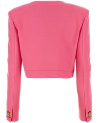 ジャケット MOSCHINO Fuchsia Stretch Gabardine Blazer Moschino Lace Blazer in Black | Lyst