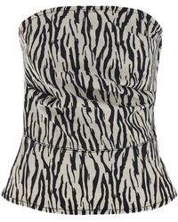 ROTATE BIRGER CHRISTENSEN - Roteer Birger Christensen 'bedrukte Denim' Top - Lyst