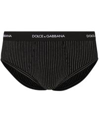 Dolce & Gabbana Gestreepte Onderbroek Zwart Katoen