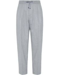 Brunello Cucinelli - Virgin Wool Pants With Drawstring - Lyst