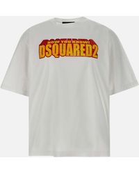DSquared² - Weißes Maxi-Logo Loose Fit T-Shirt - Lyst
