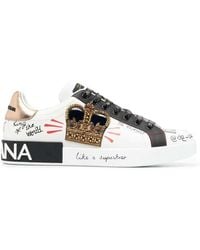 Dolce & Gabbana - Portofino Sneakers With Patches And Embroidery - Lyst