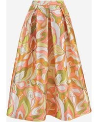 Lunatica Milano - Uitlopende Rok Met Fantasieprint - Lyst