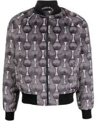 OZWALD BOATENG - Geometric-Print Silk Bomber Jacket - Lyst