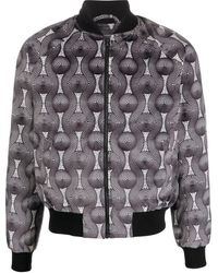 OZWALD BOATENG - Geometric-Print Silk Bomber Jacket - Lyst