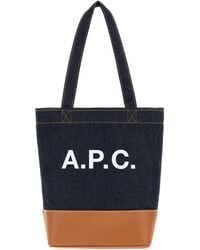 A.P.C. - Two-Tone Denim And Leather Axelle Shopping Bag - Lyst