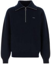 Prada - Midnight Wool Blend Polo Shirt - Lyst