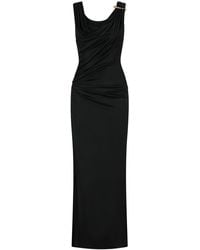 Versace - Long Dress With Decorative Safety Pin - Lyst