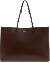 Jil Sander - Chocolate Leather Tangle Shopping Bag - Lyst