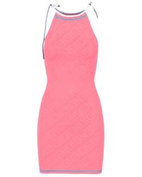 Fendi - Dark Viscose Blend Mini Dress - Lyst