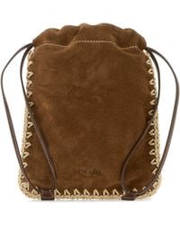 Prada - Chocolate Suede Phone Holder - Lyst