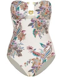 Zimmermann - 'rihannon' One Piece Swimsuit In Cream Polyamide Blend - Lyst