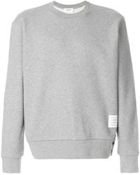 Thom Browne - Crewneck Pullover W/ Center Back Rwb Stripe - Lyst