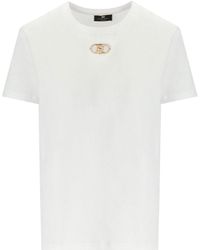 Elisabetta Franchi - T-shirt en jersey avec logo blanc - Lyst