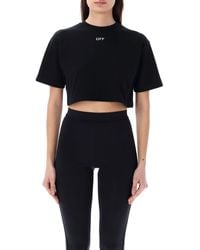 Off-White c/o Virgil Abloh - Off Stamp Rib Cropped Tee - Lyst