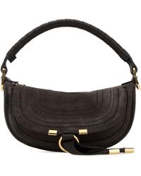 Chloé - Dark Brown Suede Mini Marcie Shoulder Bag - Lyst