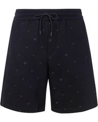 Emporio Armani - Allover Logo Cotton Shorts - Lyst