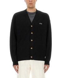 Drole de Monsieur - Cardigan With Logo Embroidery - Lyst