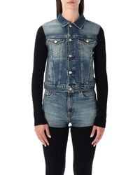 Coperni - Hybrid Rib Knit And Denim Trompe-L Il Jacket - Lyst