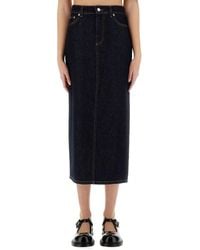 Moschino - Classic High-Waisted Long Denim Skirt - Lyst