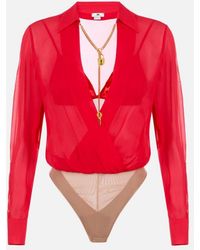 Elisabetta Franchi - Bodysuit With Jeweled Chain - Lyst