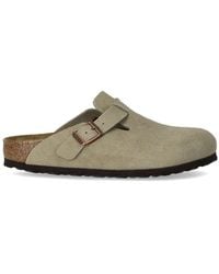 Birkenstock - Boston Suede Taupe Clog - Lyst