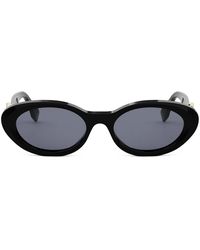 Fendi - Ff Diamonds Zwarte Ovale Zonnebril - Lyst