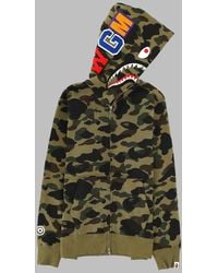 A Bathing Ape - Shark Camouflage Cotton Zip-Up Hoodie - Lyst