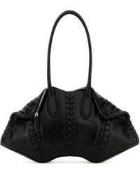 McQueen - Black Leather Manta Shoulder Bag - Lyst