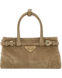 Prada - Sand Suede Mini Bonnie Handbag - Lyst