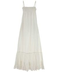Saint Laurent - Lace Trim Maxi Dress - Lyst