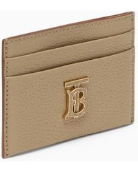 Burberry - Beige Leather Card Holder With Logo - Lyst