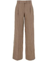 Brunello Cucinelli - Cappuccino Linen Blend Wide-Leg Pant - Lyst