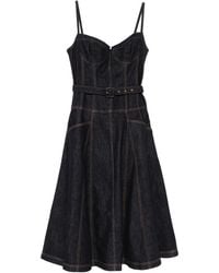 Self-Portrait - Denim Flared Midi Dress - Lyst