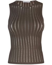 Patrizia Pepe - Top A Costine Slim Fit Marrone - Lyst