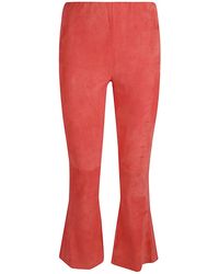 Via Masini 80 - Flared Cropped Suede Trousers - Lyst