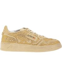 Autry - Medalist Low Wildleder-Sneaker mit Strasssteinen - Lyst