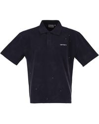 Carhartt - Cotton Polo Shirt With Paint Splatter Details - Lyst