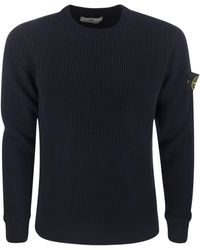 Stone Island - Ribbed Sweater In Virgin Wool - Lyst